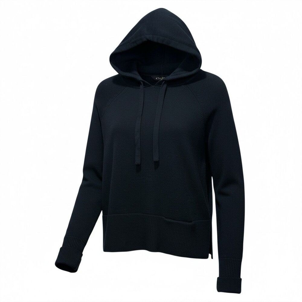 Athleta Women's Blue Hoodie Pocket Side Slit. Size XS Pullover